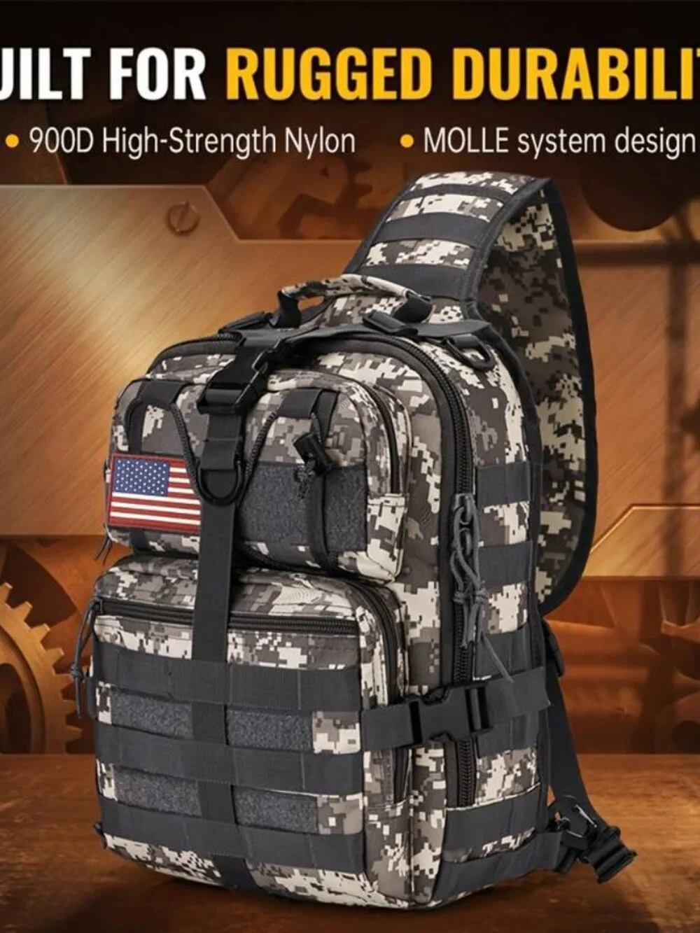Outdoor Sling Bag Crossbody Backpack Multiple Pockets Adjustable Strap